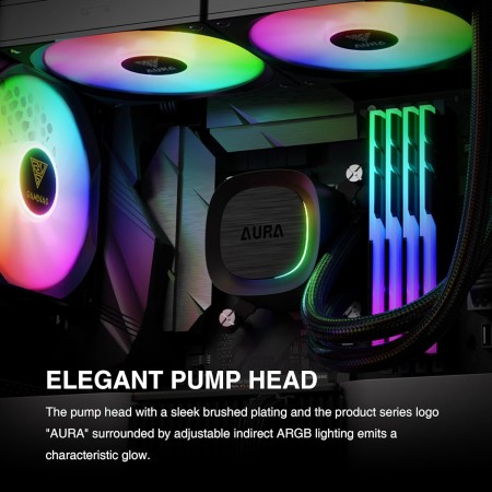  LIQUID COOLER GAMDIAS AURA GL240 V2 AIO GAMING ARGB  - BLACK