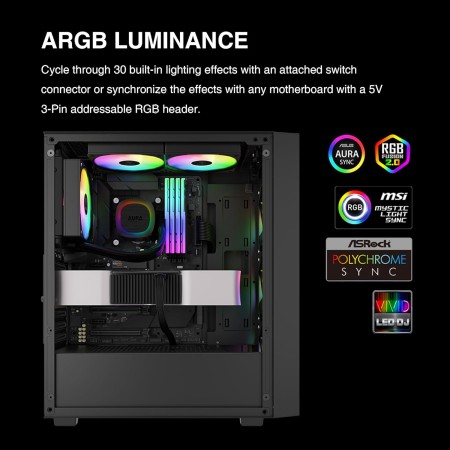  LIQUID COOLER GAMDIAS AURA GL240 V2 AIO GAMING ARGB  - BLACK