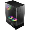 صندوق احترافي GAMDIAS ATLAS E1، من نوع Mid-Tower، كيس ATX متوسط الحجم مزود بثلاث مراوح ARGB، شاشة عرض رقمية، وتصميم محسّن لتدفق الهواء - اسود