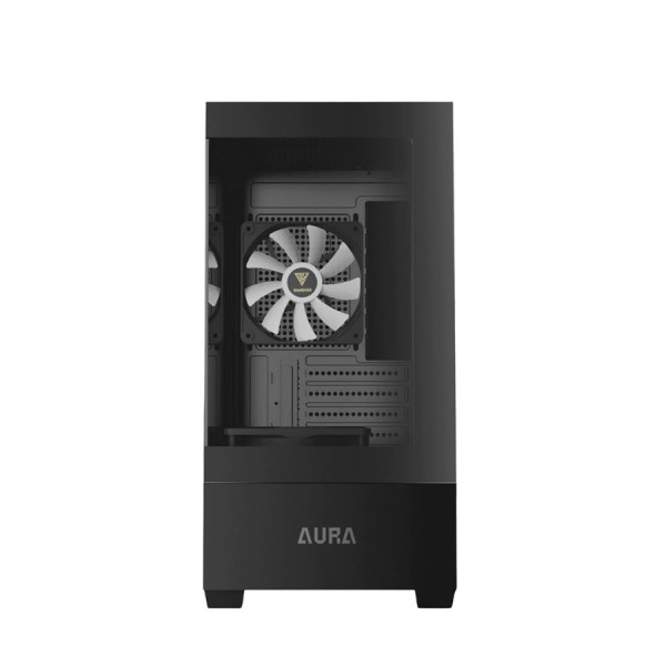 صندوق احترافي GAMDIAS Aura GC9M, يدعم لوحات Mini-ITX وMicro-ATX, يدعم 3 مراوح 120 ملم ARGB - أسود