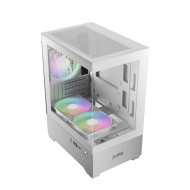 صندوق احترافي GAMDIAS Aura GC9M, يدعم لوحات Mini-ITX وMicro-ATX, يدعم 3 مراوح 120 ملم ARGB - أبيض 