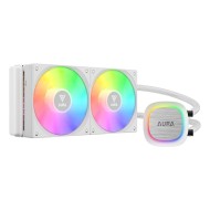 مبرد مائي GAMDIAS AURA GL240 V2, مقاس 240 ملم, مروحتان مقاس 120 ملم, متوافق مع معظم مقابس Intel وAMD, نظام إضاءة ARGB قابل للمزامنة مع مختلف اللوحات - أبيض 