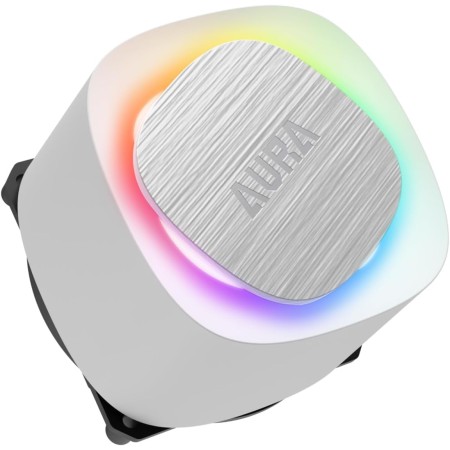 مبرد مائي GAMDIAS AURA GL240 V2, مقاس 240 ملم, مروحتان مقاس 120 ملم, متوافق مع معظم مقابس Intel وAMD, نظام إضاءة ARGB قابل للمزامنة مع مختلف اللوحات - أبيض