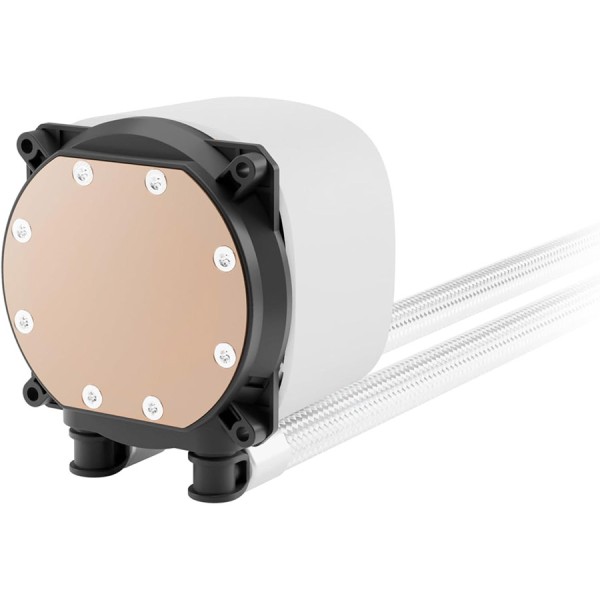 مبرد مائي GAMDIAS AURA GL240 V2, مقاس 240 ملم, مروحتان مقاس 120 ملم, متوافق مع معظم مقابس Intel وAMD, نظام إضاءة ARGB قابل للمزامنة مع مختلف اللوحات - أبيض