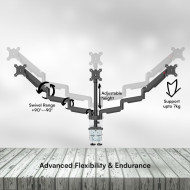 ذراع شاشة ثلاثي GAMEON GO-5367 بنظام غاز – 17-32 بوصة – أسود