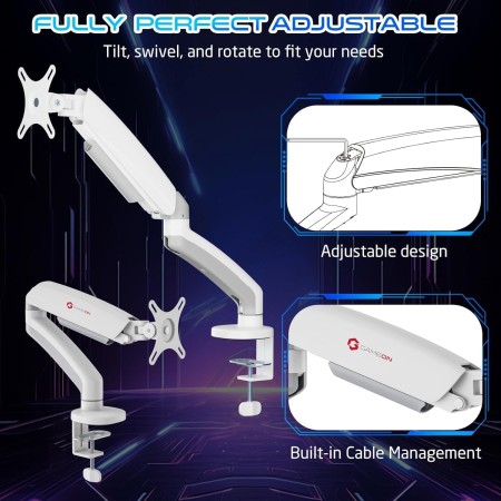 GAMEON  MECHANICAL SPRING MONITOR SINGLE ARM (17 - 32 inch) - White 