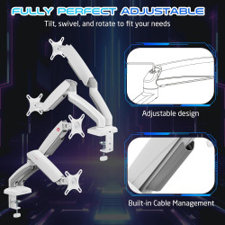 ذراع شاشة ميكانيكي GAMEON GO-5450 – ذراع مزدوج 17– 32 بوصة – أبيض ذراع شاشة ميكانيكي GAMEON GO-5450 – ذراع مزدوج 17– 32 بوصة – أبيض