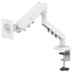 حامل شاشة GAMEON تدعم الشاشات من 17" إلى 32"، وزن 2 – 9 كجم، مزودة بنظام زنبرك غازي مدمج، خيارات تثبيت مزدوجة، لوحة VESA قابلة للدوران 360° - ابيض