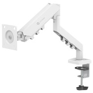 حامل شاشة GAMEON تدعم الشاشات من 17" إلى 32"، وزن 2 – 9 كجم، مزودة بنظام زنبرك غازي مدمج، خيارات تثبيت مزدوجة، لوحة VESA قابلة للدوران 360° - ابيض