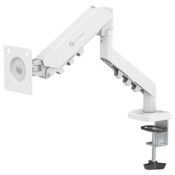 حامل شاشة GAMEON تدعم الشاشات من 17" إلى 32"، وزن 2 – 9 كجم، مزودة بنظام زنبرك غازي مدمج، خيارات تثبيت مزدوجة، لوحة VESA قابلة للدوران 360° - ابيض