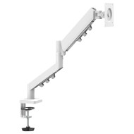 حامل شاشة GAMEON تدعم الشاشات من 17" إلى 32"، وزن 2 – 9 كجم، مزودة بنظام زنبرك غازي مدمج، خيارات تثبيت مزدوجة، لوحة VESA قابلة للدوران 360° - ابيض