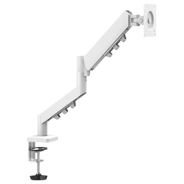 حامل شاشة GAMEON تدعم الشاشات من 17" إلى 32"، وزن 2 – 9 كجم، مزودة بنظام زنبرك غازي مدمج، خيارات تثبيت مزدوجة، لوحة VESA قابلة للدوران 360° - ابيض