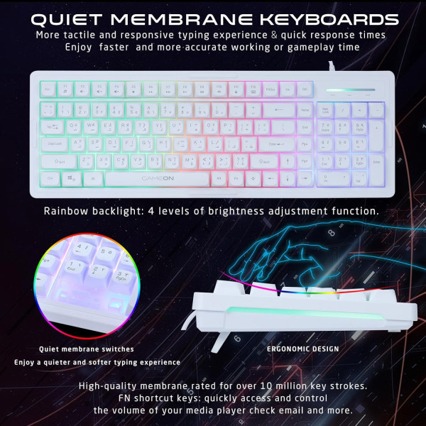 AiO Gaming Bundle GAMEON KEYBOARD|MOUSE HEADEST MOUSEPAD 4 IN 1 COMBO - White AiO Gaming Bundle GAMEON KEYBOARD|MOUSE HEADEST MOUSEPAD 4 IN 1 COMBO - White
