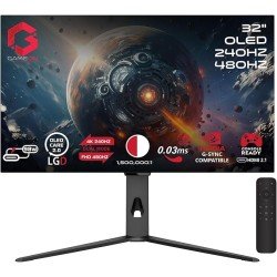شاشة ألعاب GAMEON Signature X Series 32" OLED مزدوجة التبديل 4K UHD 240Hz/FHD 480Hz، 0.03ms – أسود