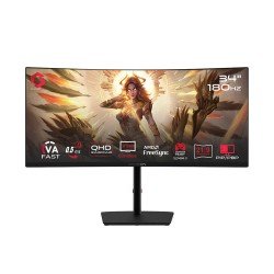 شاشة  العاب احرتافية GAMEON Spectra Pro, مقاس 34 بوصة VA, دقة WQHD, معدل تخديث 180 هرتز , زمن استجالة 0.5 م/ثا, دعم Adaptive-Sync,  سبيكر - أسود 