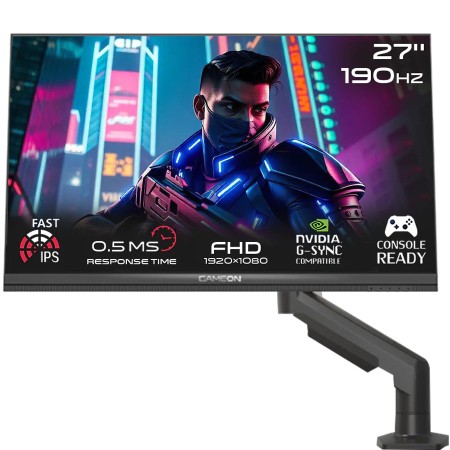 شاشة جيم اون قيمنق العاب - مقاس 27 بوصة - دقة FHD - تردد 190Hz - استجابة 0.5ms - HDMI 2.1 - مع ذراع حامل شاشة شاشة جيم اون قيمنق العاب - مقاس 27 بوصة - دقة FHD - تردد 190Hz - استجابة 0.5ms - HDMI 2.1 - مع ذراع حامل شاشة
