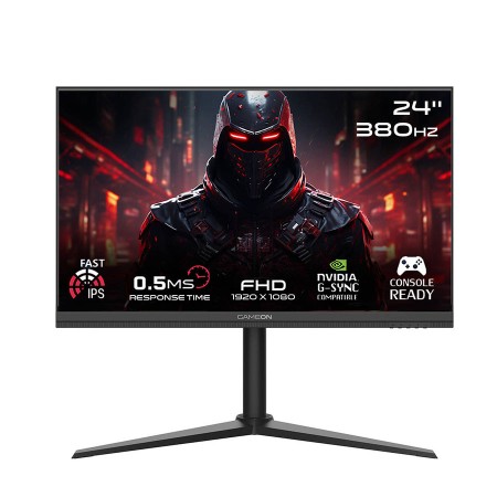 شاشة ألعاب GAMEON Midnight Pro, مقاس 24 بوصة, لوحة IPS, دقة Full HD (1920 × 1080), معدل تحديث إلى 380Hz (OC), زمن استجابة 0.5ms (MPRT) , دعم VESA - أسود