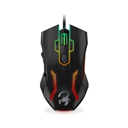 ماوس العاب سلكية Genius Scorpion Spear Pro, حساسية قابلة للتغيير حتى 3200 DPI, مع 8 أزرار قابلة للبرمجة, إضاءة RGB, كابل USB بطول 1.8 متر  - أسود