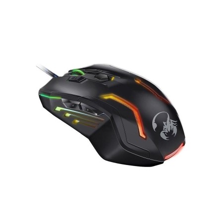 ماوس العاب سلكية Genius Scorpion Spear Pro, حساسية قابلة للتغيير حتى 3200 DPI, مع 8 أزرار قابلة للبرمجة, إضاءة RGB, كابل USB بطول 1.8 متر  - أسود