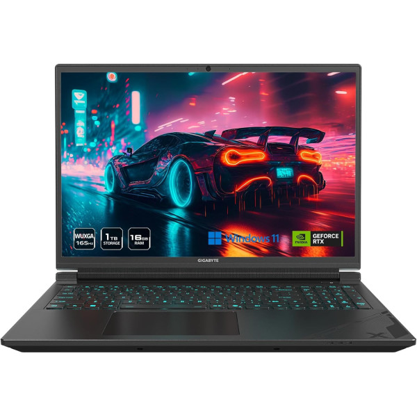كمبيوتر محمول للألعاب GIGABYTE بمعالج i7-13650HX وكرت RTX 4060 – شاشة 16 بوصة FHD+ 165Hz – رام 16GB DDR5 – تخزين 1TB SSD – نظام Windows 11 Pro – اللون رمادي معدني