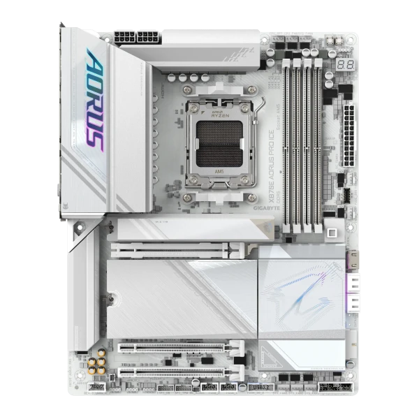 Gaming Motherboard GIGABYTE X870E AORUS PRO ICE  DDR5  Wi-Fi 7  AM5 – White Edition