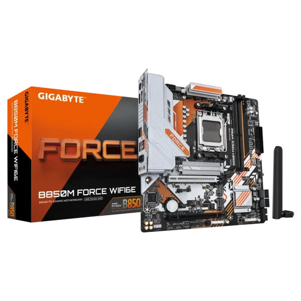 مذر بورد احترافية GIGABYTE B850M FORCE WiFi6E - أداء فائق ودعم DDR5 لمعالجات Ryzen AM5 – مقاس Micro-ATX مذر بورد احترافية GIGABYTE B850M FORCE WiFi6E - أداء فائق ودعم DDR5 لمعالجات Ryzen AM5 – مقاس Micro-ATX