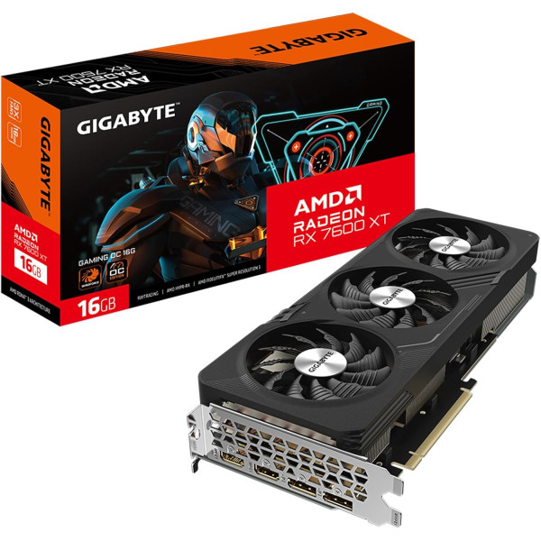 كرت شاشة AMD راديون RX 7600 XT بسعة 16 جيجابايت – 3 مراوح أسود كرت شاشة AMD راديون RX 7600 XT بسعة 16 جيجابايت – 3 مراوح أسود
