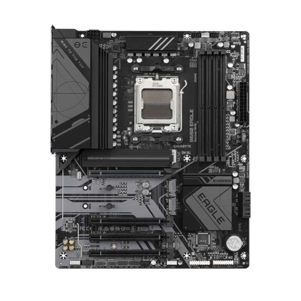 لوحة أم GIGABYTE B650 EAGLE AX، تدعم معالجات AMD Ryzen™ بمنفذ AM5، عامل الشكل ATX، مزودة بشبكة Wi-Fi 6E مدمجة – اسود