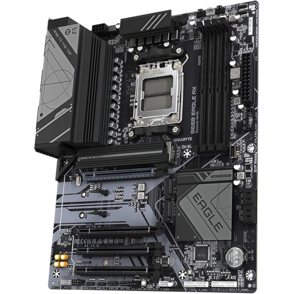 Motherboard GIGABYTE B650 EAGLE AX ,AMD Ryzen™ processors with AM5 socket ,Factor ATX ,Built-in Wi-Fi 6E - Black Motherboard GIGABYTE B650 EAGLE AX ,AMD Ryzen™ processors with AM5 socket ,Factor ATX ,Built-in Wi-Fi 6E - Black