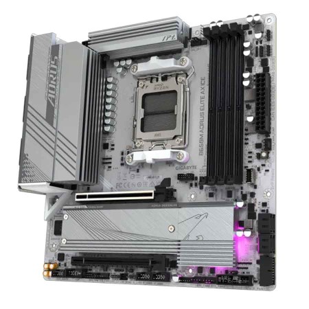 مذربورد جيجابايت B650M AORUS ELITE AX ICE - تدعم PCIe 4.0 - سوكيت AM5 - رام DDR5
