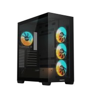 صندوق احترافي GIGABYTE Panoramic STEALTH , مقاس ATX, متوافق مع لوحات الأم ATX وMicro-ATX وMini-ITX, دعم منفذ 1× USB Type‑C امامي - أسود