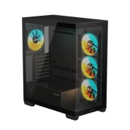 صندوق احترافي GIGABYTE Panoramic STEALTH , مقاس ATX, متوافق مع لوحات الأم ATX وMicro-ATX وMini-ITX, دعم منفذ 1× USB Type‑C امامي - أسود