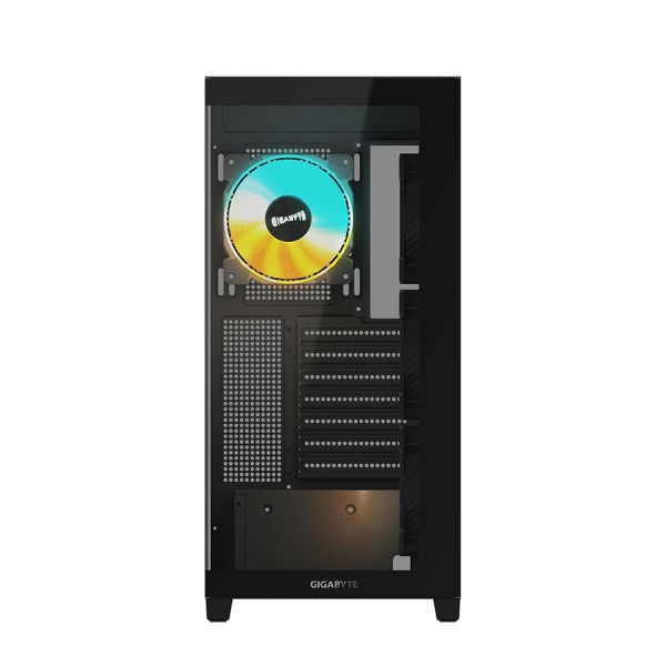 صندوق احترافي GIGABYTE Panoramic STEALTH , مقاس ATX, متوافق مع لوحات الأم ATX وMicro-ATX وMini-ITX, دعم منفذ 1× USB Type‑C امامي - أسود