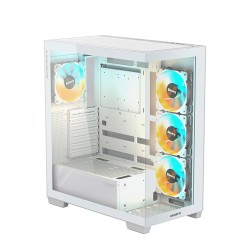صندوق احترافي GIGABYTE Panoramic STEALTH ICE, مقاس ATX, متوافق مع لوحات الأم ATX وMicro-ATX وMini-ITX, دعم منفذ 1× USB Type‑C امامي - أبيض 