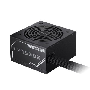 مزود طاقة GIGABYTE GP‑P750BS, قدرة 750 واط,  شهادة كفاءة 80+ Bronze,  تصميم ATX قياسي, الكابلات مدمجة غير قابلة للفصل non-Modualr - أسود 