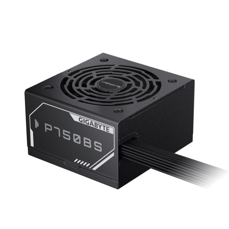 مزود طاقة GIGABYTE GP‑P750BS, قدرة 750 واط,  شهادة كفاءة 80+ Bronze,  تصميم ATX قياسي, الكابلات مدمجة غير قابلة للفصل non-Modualr - أسود
