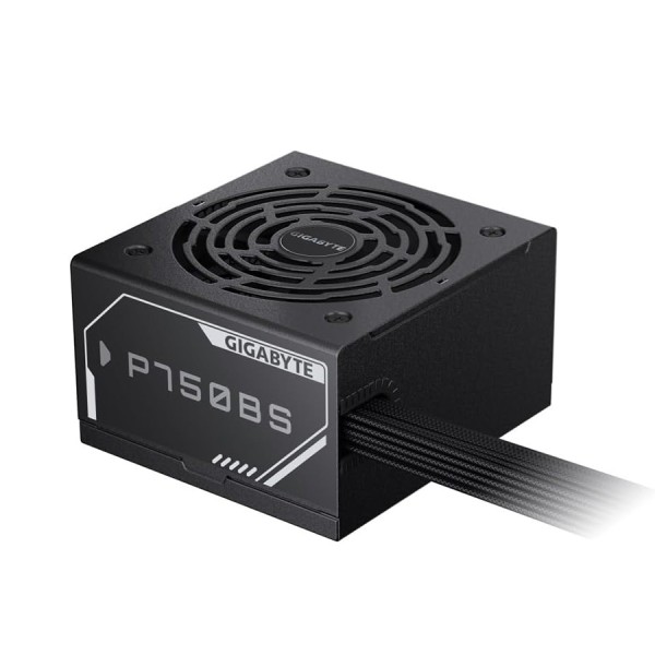 مزود طاقة GIGABYTE GP‑P750BS, قدرة 750 واط,  شهادة كفاءة 80+ Bronze,  تصميم ATX قياسي, الكابلات مدمجة غير قابلة للفصل non-Modualr - أسود