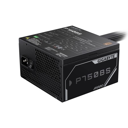 مزود طاقة GIGABYTE GP‑P750BS, قدرة 750 واط,  شهادة كفاءة 80+ Bronze,  تصميم ATX قياسي, الكابلات مدمجة غير قابلة للفصل non-Modualr - أسود