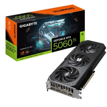 كرت شاشة GIGABYTE GAMING OC RTX 5060 Ti, ذاكرة 16GB GDDR7, نسخة مكسورة السرعة (OC), واجهة PCIe 5.0, نظام تبريد ثلاثي المراوح, دعم أحدث تقنيات NVIDIA RTX - أسود
