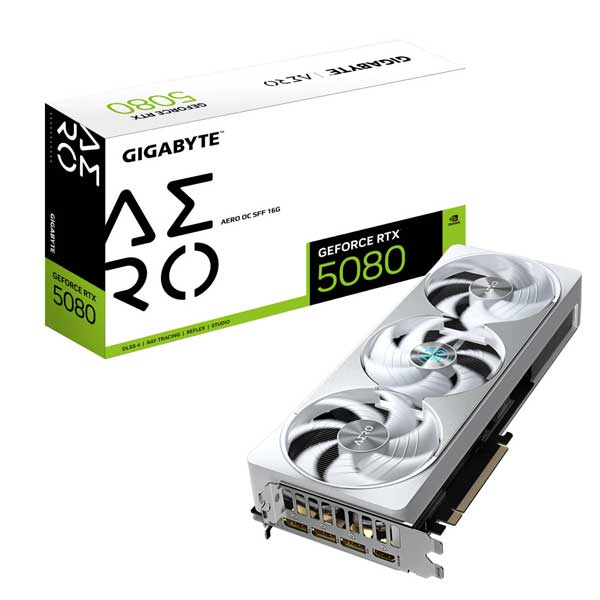 GIGABYTE AERO OC SFF Nvidia GeForce RTX 5080 16GB OC (3XFAN) - GDDR7 - White GIGABYTE AERO OC SFF Nvidia GeForce RTX 5080 16GB OC (3XFAN) - GDDR7 - White