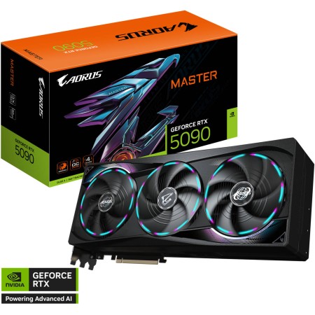 GRAPHIC CARD AORUS MASTER RTX 5090, 32GB GDDR7, OC Edition, 3X Fan Cooling, PCIe 5.0, LCD Edge View, Supports DLSS 4, Ray Tracing, - BLACK