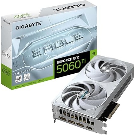 GRAPHIC CARD GIGABYTE EAGLE GEFORCE RTX 5060 Ti, 8GB GDDR7, OC Edition, Dual fan cooling system, PCIe 5.0, Support DLSS4, Ray Tracing - WHITE GRAPHIC CARD GIGABYTE EAGLE GEFORCE RTX 5060 Ti, 8GB GDDR7, OC Edition, Dual fan cooling system, PCIe 5.0, Support DLSS4, Ray Tracing - WHITE