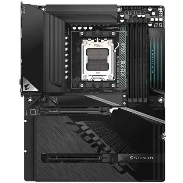 لوحة ام احترافية GIGABYTE X870 AORUS STEALTH، ذاكرة DDR5، منفذ PCIe 5.0 x16، WiFi 7، منفذ USB4 Type-C، مقبس AM5