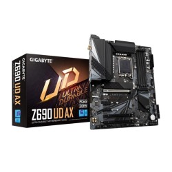 MOTHERBOARD GIGABYTE Z690 UD AX, 4 DIMM DDR5, for Intel 12th, 13th, and 14th Gen CPUs, Wi-Fi 6 AX, BT 5.2, 1× PCIe 5.0 x16 - BLACK