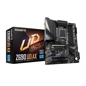 MOTHERBOARD GIGABYTE Z690 UD AX, 4 DIMM DDR5, for Intel 12th, 13th, and 14th Gen CPUs, Wi-Fi 6 AX, BT 5.2, 1× PCIe 5.0 x16 - BLACK