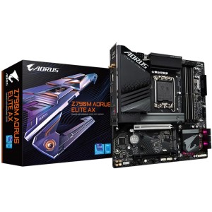 لوحة ام احترافية GIGABYTE Z790M AORUS ELITE AX، تدعم ذاكرة DDR5، ومنفذ PCIe 5.0 x16، وتقنية WiFi 6E، وتحتوي على 3 منافذ M.2 PCIe 4.0، بمقبس LGA1700