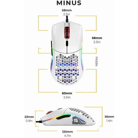 ماوس قيمنق جلوريوس Model O RGB سلكي مع ماوس باد - دقة 12,000 DPI - وزن 58g - أبيض مطفي ماوس قيمنق جلوريوس Model O RGB سلكي مع ماوس باد - دقة 12,000 DPI - وزن 58g - أبيض مطفي