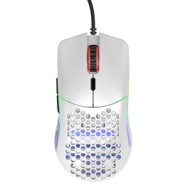ماوس قيمنق جلوريوس Model O RGB سلكي مع ماوس باد - دقة 12,000 DPI - وزن 58g - أبيض مطفي