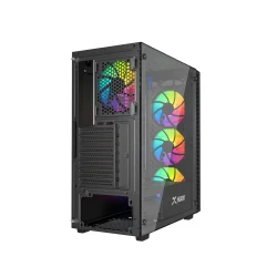 HOOK GAMING TEMP-GLASS MID TOWER CASE With 4 FANS RGB - BLACK 