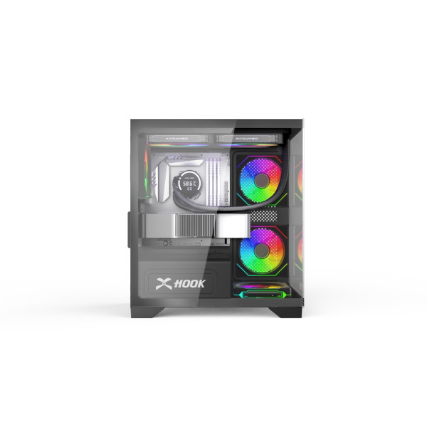 صندوق كمبيوتر للألعاب HOOK BOLT – ميد تور بزجاج مقوى و4 مراوح RGB – أسود صندوق كمبيوتر للألعاب HOOK BOLT – ميد تور بزجاج مقوى و4 مراوح RGB – أسود